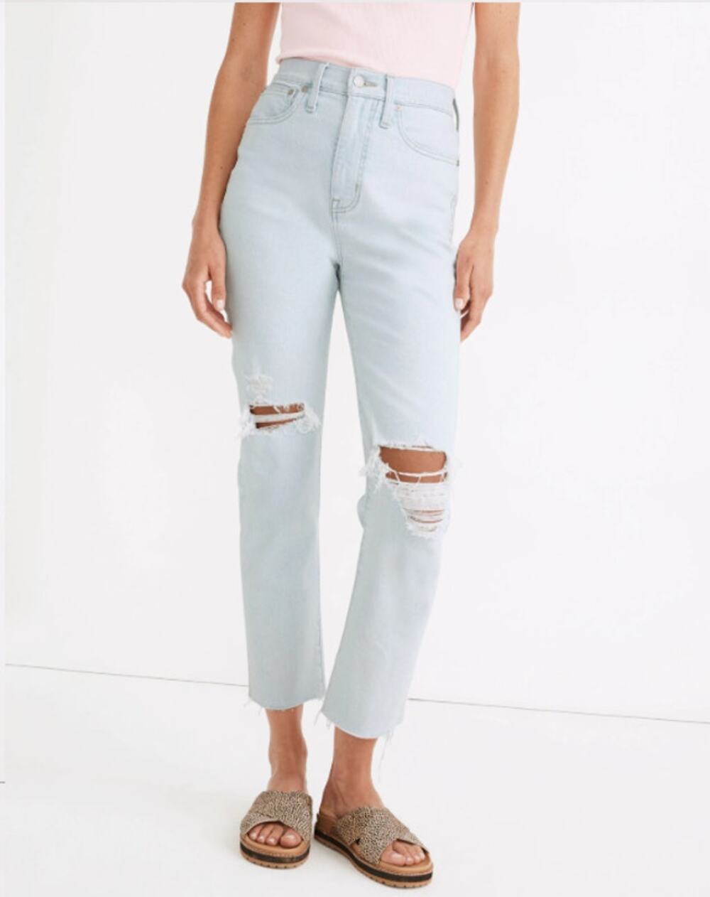 Madewell The Momjean in Harman Wash Raw Hem Light wash 26